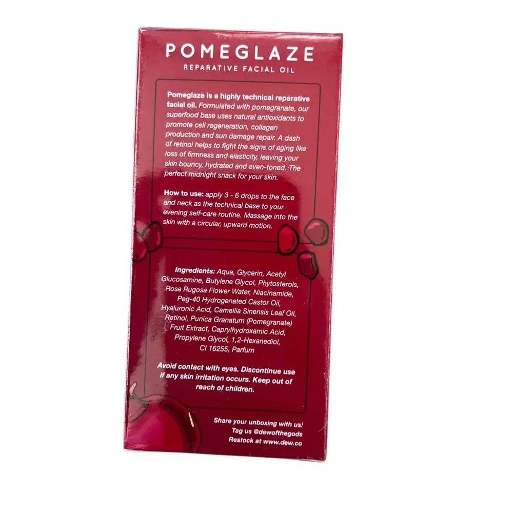 Dew of the Gods Pomeglaze Pomegranate Retinol Repairative Facial Oil New 1 fl oz